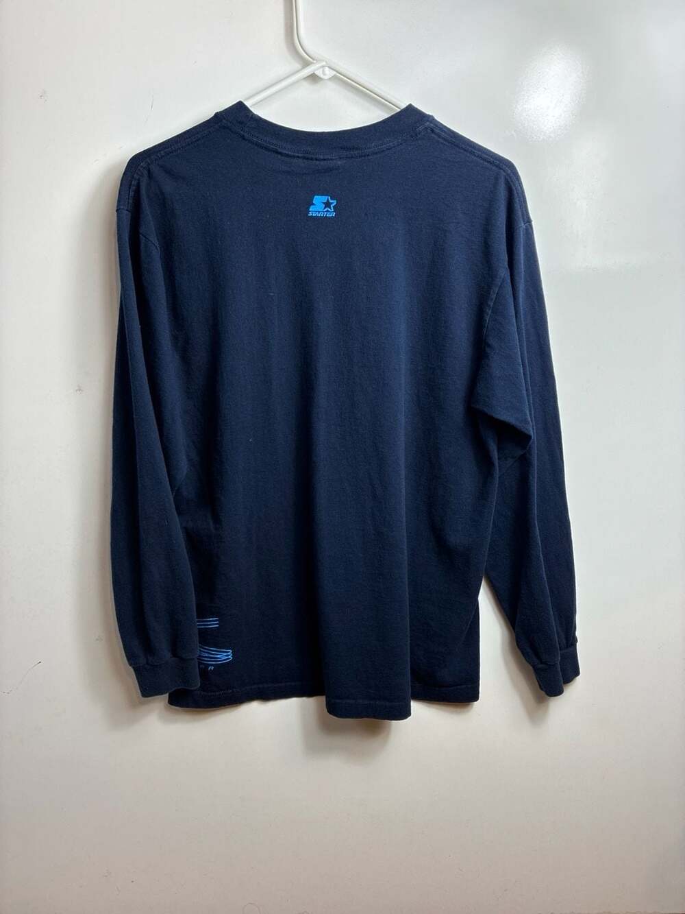 Vintage Starter Cyber Y2K Navy Blue Long Sleeve Graphic T-Shirt - Picture 3 of 3